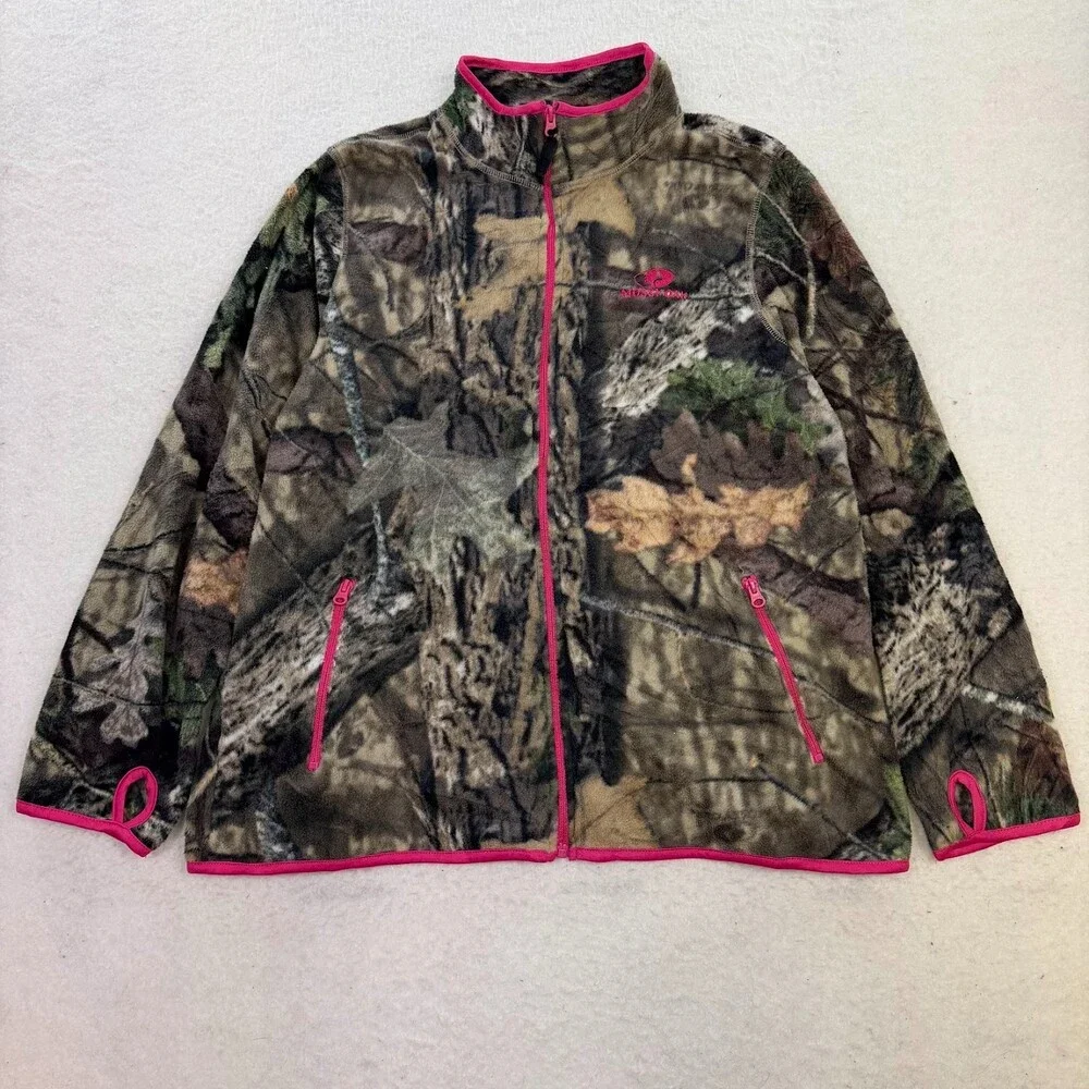 Mossy Oak Women's Camouflage Pink Fleece Full-Zip Jacket Size XXL